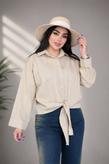 شومیز گرهای زنانه جگوار با طراحی طرحدار و استایل شیک، مناسب برای استفاده روزمره و نیمهرسمی.
