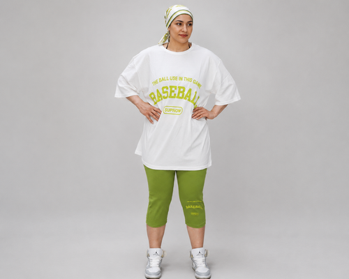 ست تیشرت و شلوارک زنانه لش BASEBALLفری سایز