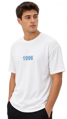 تیشرت مردانه دونخ پنبه مدل 1996 سفید