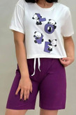 ست کراپ شلوارک دخترانه فری سایز بنفش