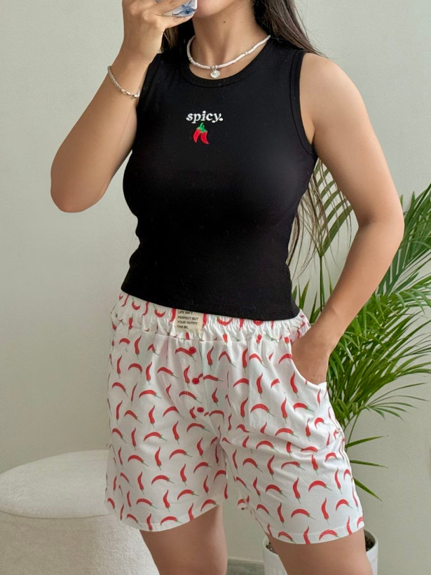 ست زنانه تنگ تاپ شلوارک