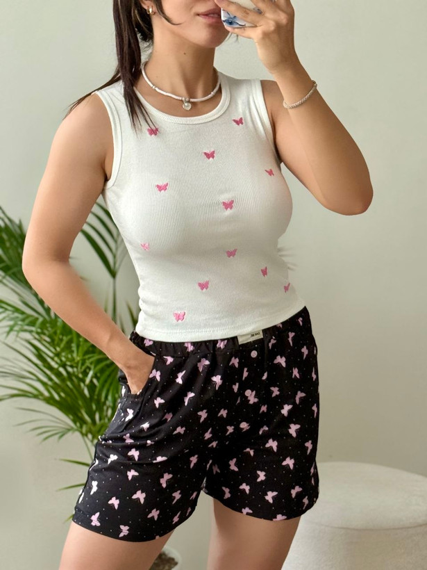 ست زنانه تنگ تاپ شلوارک
