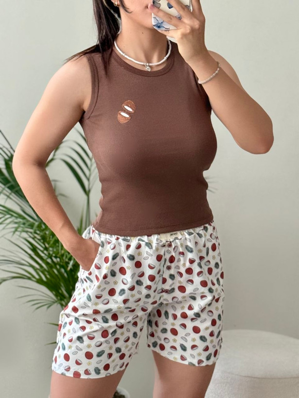 ست زنانه تنگ تاپ شلوارک