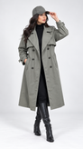 بارونی زنانه بلند ضدآب کمربندی